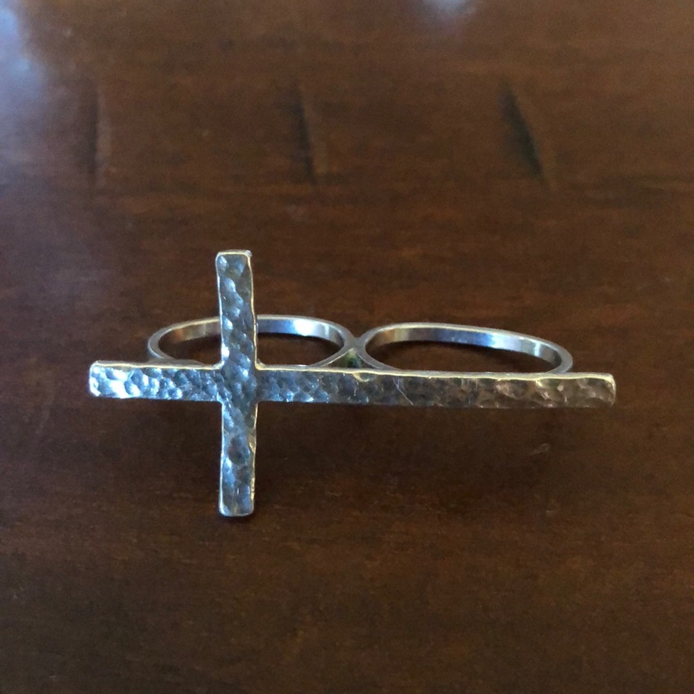 Sterling silver double finger ring